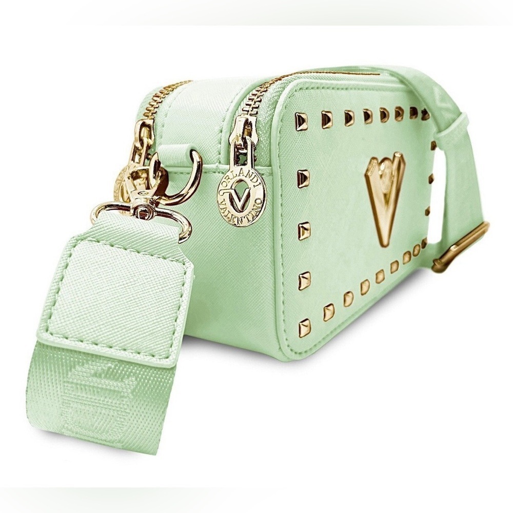 Valentino Orlandi NWT Mint Green Studded Camera Bag Crossbody w/ Gold Hardware - Picture 3 of 10